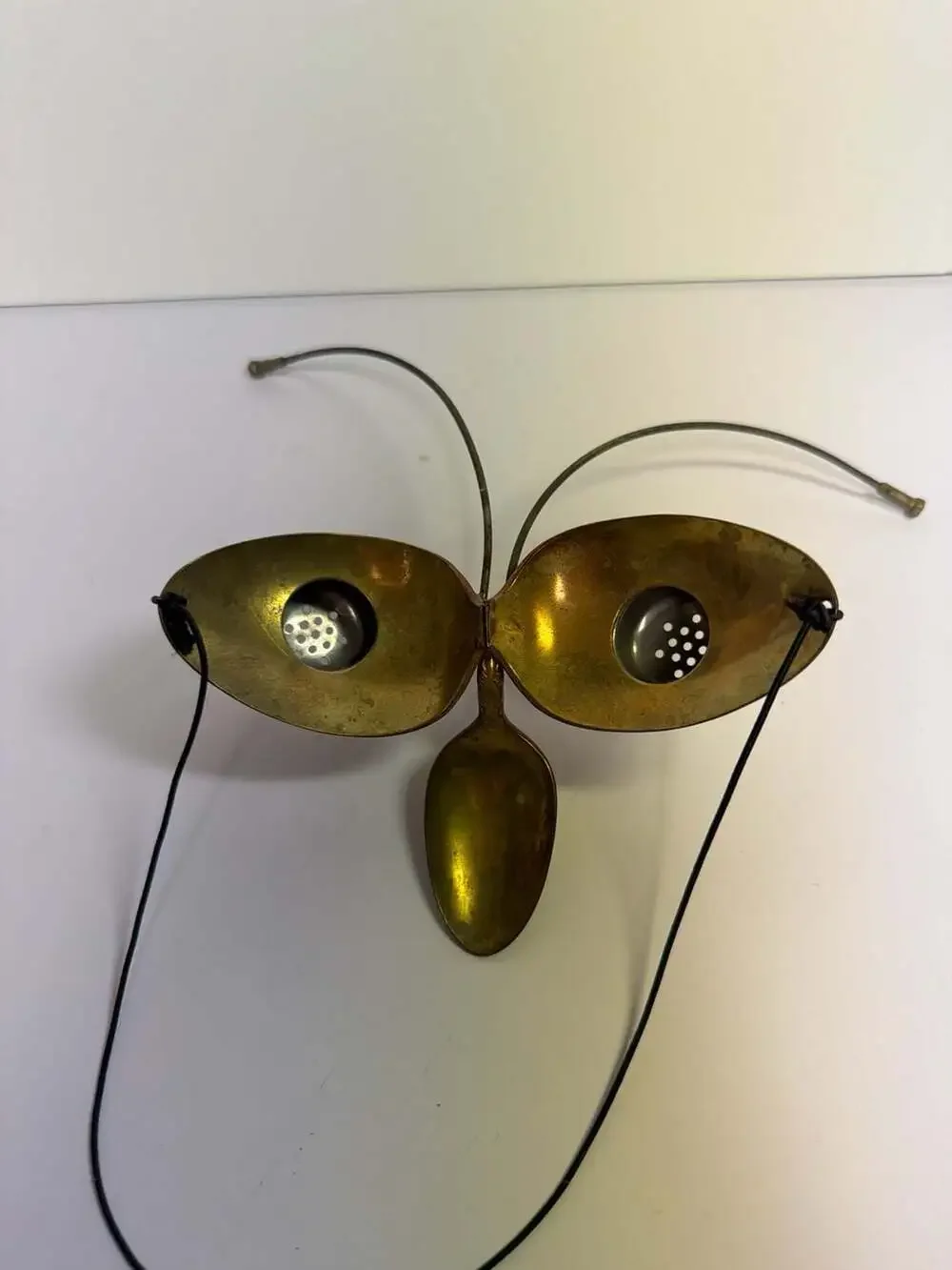 Vintage Brutalist Mixed Metal Butterfly Wall Art Sculpture Repurposed‎ Spoon and